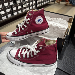 正品CONVERSE匡威 AllStar复古红色暗红酒红休闲高帮帆布鞋M9613C