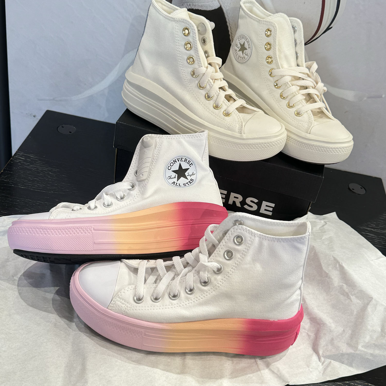 CONVERSE匡威 all star厚底增高男女帆布云朵鞋A08384C/A07372