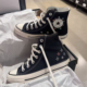 CONVERSE匡威 All Star 正品 黑色女子刺绣小花高帮帆布鞋 A10149C