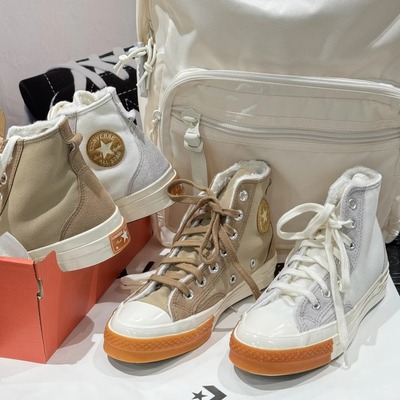 匡威高帮拼接帆布棉鞋