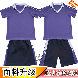 大连市高新园区夏季校服紫色纯棉上衣短袖短裤裙子同款运动装定制