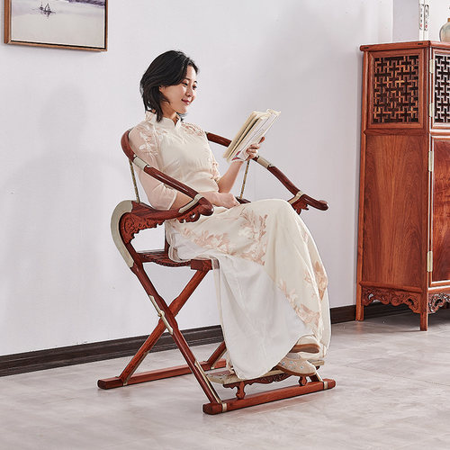 缅甸花梨明式风麒麟老板交椅