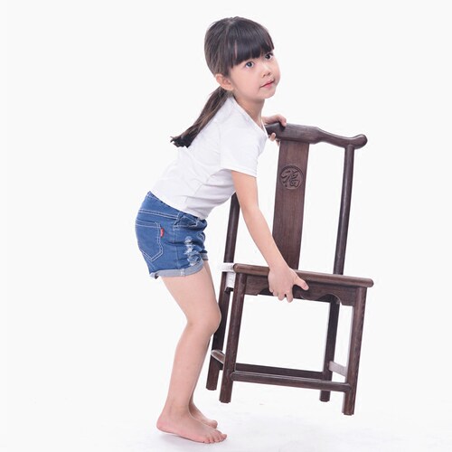 鸡翅木仿古官帽椅 时尚实木休闲椅儿童椅子靠背小板凳换鞋凳矮凳 - 封面