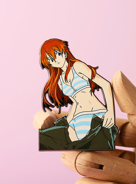 FooLii孚狸EVA金属徽章新世纪福音战士蓝白条明日香绅士pin胸针