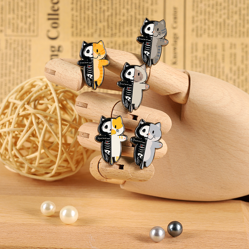 胸针foolii孚狸骷髅小猫漆仿珐琅