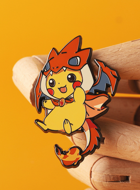 FooLii孚狸自制喷火龙皮卡丘神奇宝贝卡通动漫金属徽章现货宝可梦