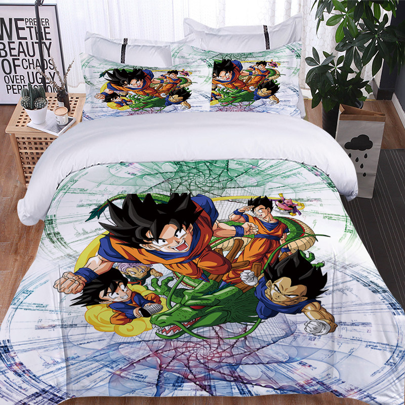 龙珠三件套床上用品七龙珠3D数码印花被套枕套被罩床单元祖龙珠