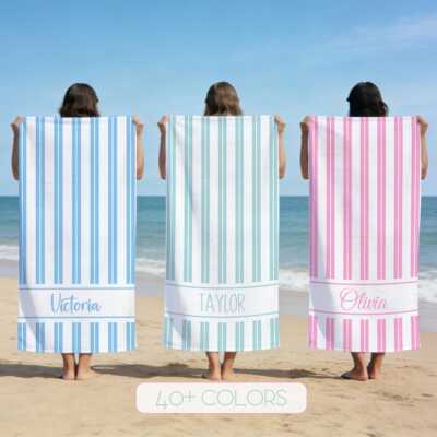 夏季条纹速干沙滩泳巾