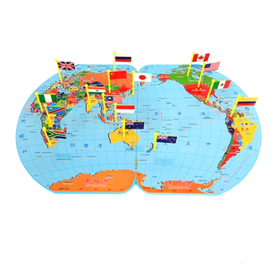 儿童早教益智插国旗世界地图木质拼图宝宝智力玩具3到6-8一10岁