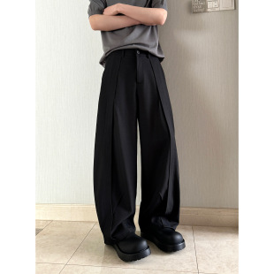 男百搭宽松显瘦休闲裤 垂感弯刀设计感西裤 子 立体裁剪 HN26ss