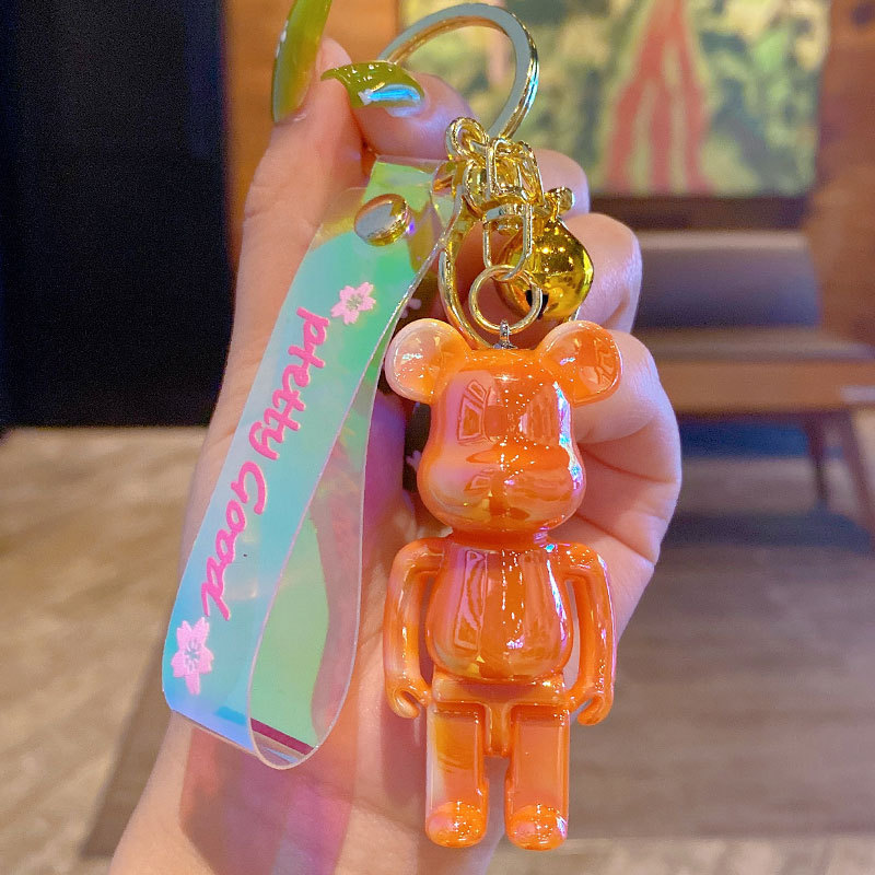 创意亚克力炫彩涂鸦熊钥匙扣挂件卡通暴力熊公仔书包挂饰礼品