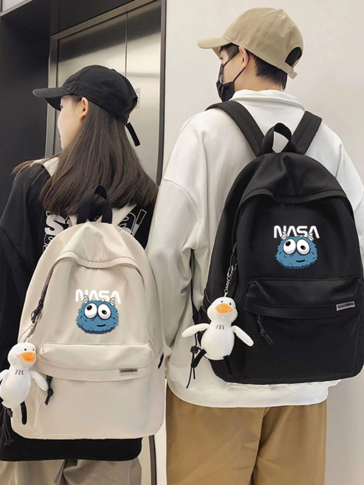 NASA学院风潮双肩包男大容量轻便旅行背包女运动初高中大学生书包