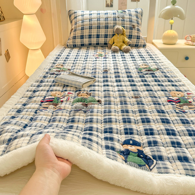 ins风秋冬季上下铺牛奶绒床垫床护垫学生床褥子宿舍寝室床褥铺底3