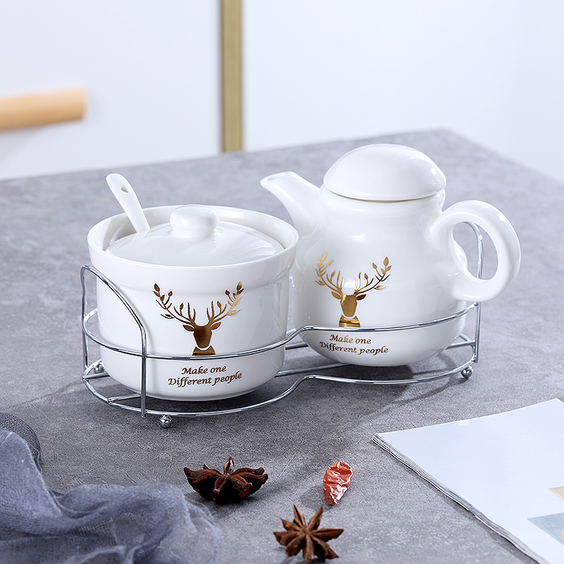 厨房餐馆陶瓷新品调味罐醋壶套装