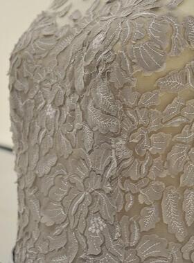 二手灰色晚礼服长款宴会气质名媛主持人演出连圆领简约便宜干净