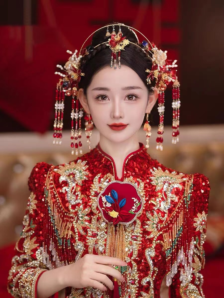 秀禾新娘水晶中式精致头饰