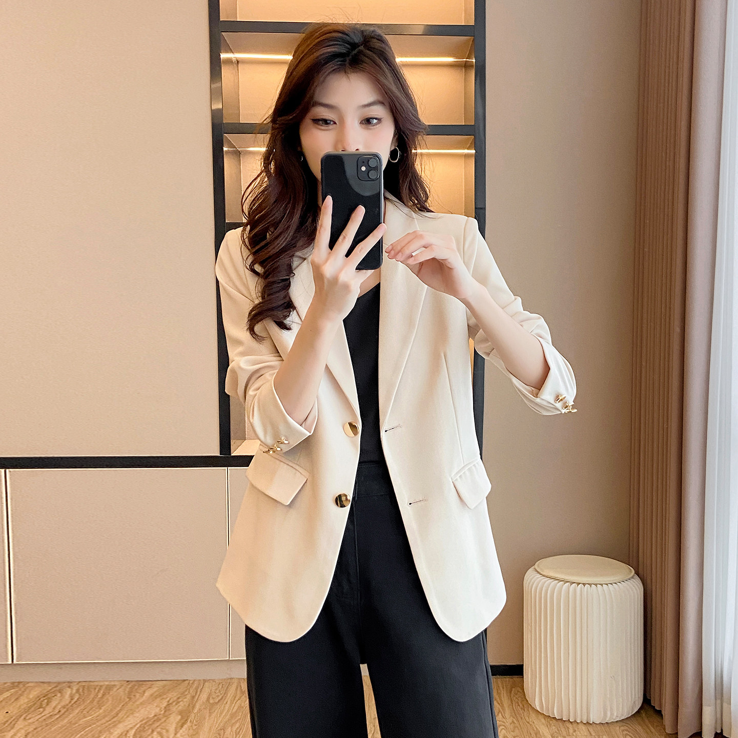 休闲小西装外套女2026春秋季新款高级感大码修身显瘦百搭长袖西服,女装/女士精品,常规大码外套,淘宝优惠券,粉丝福利购,淘宝优惠卷