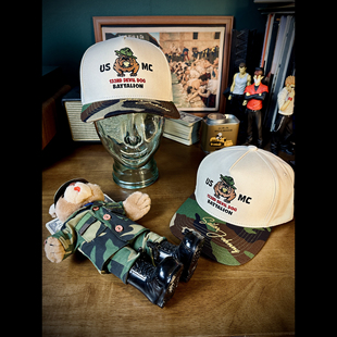 SAILOR JOHNNY美式复古迷彩陆战队卡通刺绣卡车帽子男女大头围