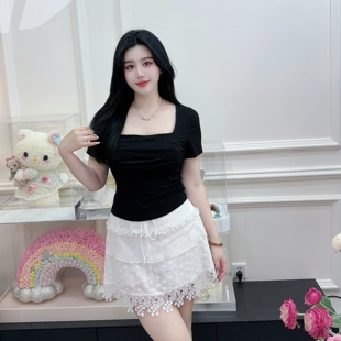 Jasmine【晨露刺绣】春夏白色蕾丝刺绣显瘦镂空百搭气质A字半身裙