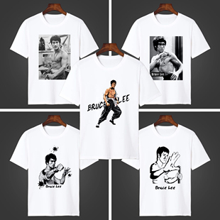 李小龙 短袖T恤格斗功夫武术周边男女休闲衣服粉丝纪念服来图定制