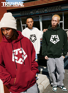 TRIBAL TSTAR基础LOGO连帽卫衣美式街头潮牌街舞滑板宽松帽衫卫衣