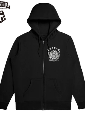 TRIBAL美式嘻哈车轮鹰连帽拉链卫衣街舞滑板涂鸦印花复古街头宽松