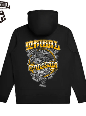 TRIBAL美式嘻哈涂鸦机车连帽卫衣街舞滑板复古印花街头风宽松上衣