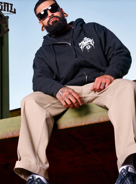 TRIBAL美式嘻哈涂鸦城市名连帽卫衣高阶vibe街舞滑板宽松高街上衣