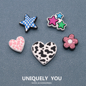 洞洞鞋 饰配件星星与爱心组合鞋 配饰鞋 新款 花适配crocs鞋 装 扣鞋 花