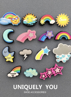 2025新款croc洞洞鞋配饰鞋上卡通趣味装饰鞋扣鞋花配件 彩虹云朵