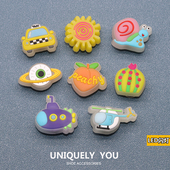 饰可爱DIY趣味LED开关闪灯卡通鞋 新款 扣配件 花鞋 上装 洞洞鞋 配饰鞋