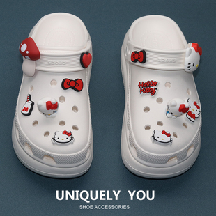 新款洞洞鞋配饰鞋花适配crocs鞋装饰配件可爱卡通HelloKitty系列