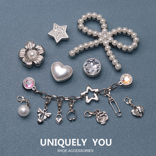 新款洞洞鞋配饰银色金属鞋扣