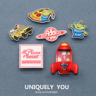 2025款洞洞鞋花配饰三眼仔立体卸扣配件智必星飞船卡通装饰扣