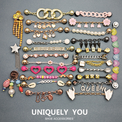 新款Crocs配饰洞洞鞋鞋花卡骆驰装饰扣智必星配件DIY水钻链条流苏