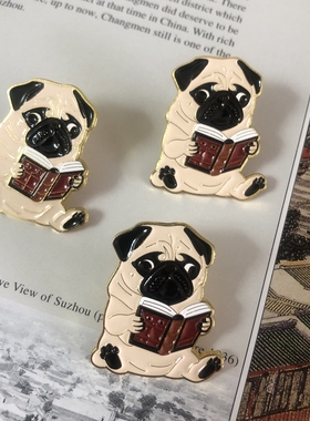 巴哥周边胸针pug别针领针金属徽章彩釉合金滴油哈巴狗ins首饰饰品