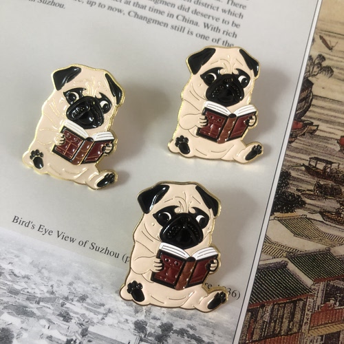 巴哥周边胸针pug别针领针金属徽章彩釉合金滴油哈巴狗ins首饰饰品