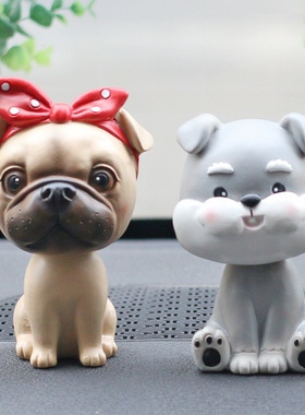 仿真狗桌面摆件树脂法斗摇头