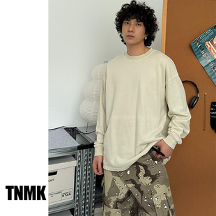 型复古水洗长袖 重磅460G宽松版 t恤圆领基础套头卫衣 春秋美式 TNMK