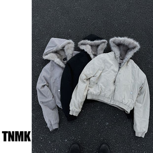 TNMK冬季 复古座山雕毛领加厚保暖连帽棉服棉衣外套男女夹克潮 美式
