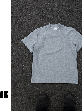 TNMK 夏季280G氨纶太空棉空气层短袖T恤潮流抗皱硬挺短款boxy版型