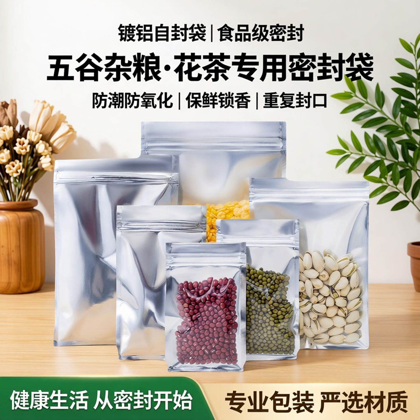 镀铝阴阳自封袋铝箔包装袋食品密封袋花茶袋五谷杂粮袋产品封口袋