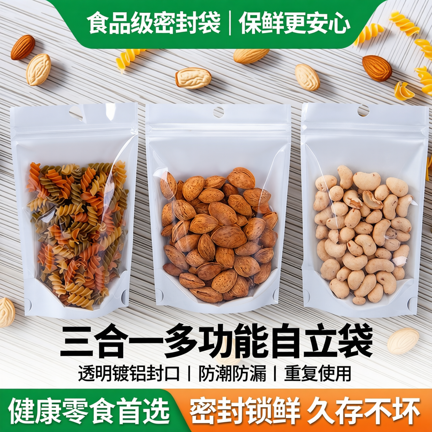 白色阴阳自立袋透明镀铝封口自封袋茶叶零食坚果狗粮猫粮包装袋子