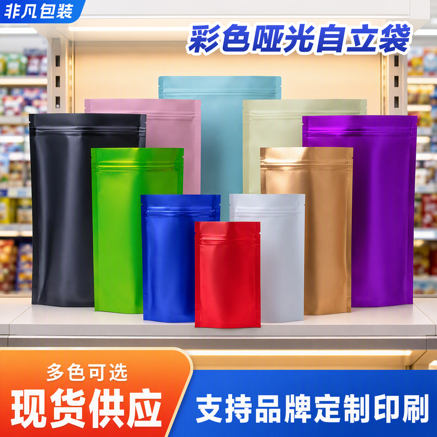 铝箔自封袋磨砂包装袋彩色鱼饵茶叶袋盲袋零食自立封口袋定制logo