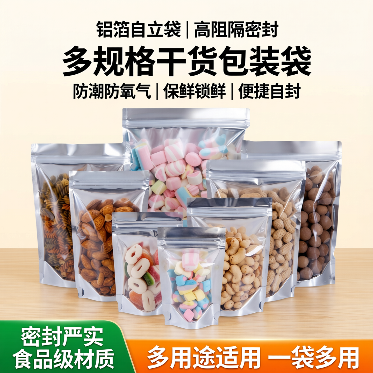 铝箔袋阴阳自立袋半透明自封袋干货包装袋鱼饵料镀铝密封袋封口袋