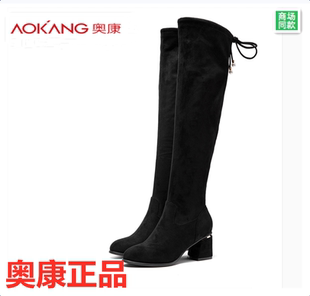 2019秋冬新款 万博体育 app下载ios_万博体育苹果 app下载_怎么样安装万博体育app 时尚 奥康正品 保暖加绒过膝靴长筒靴瘦瘦靴女靴