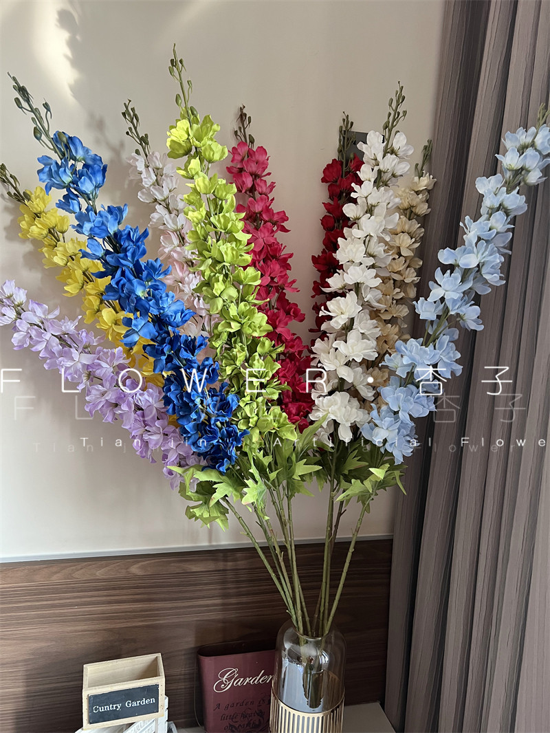 120cm长大飞燕仿真花婚礼假花千代兰婚庆插花挑高紫罗兰渐变色蓝