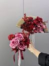 杏子花艺小红书同款 团扇仿真花DIY素材秋红色蝴蝶兰备婚结婚新娘