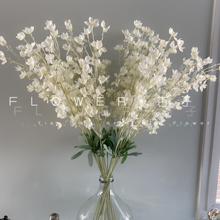 仿真铃兰ins2叉风铃白色吊顶假花软装倒挂金钟园艺摆件木棉花插花