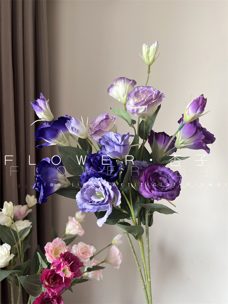 韩式清新洋桔梗仿真花桔梗紫假花客厅餐桌居家装饰花拍照摄影道具